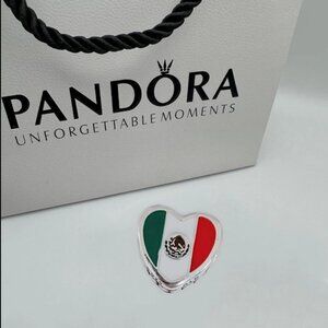Pandora Mexico Flag Charm Heart Charm Bead S925 Silver Pendant with box